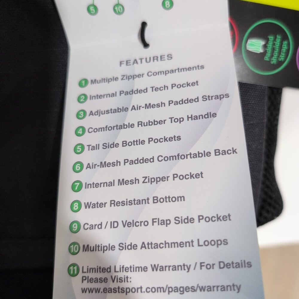 Eastsport Unisex PRINCE TOP LOADER Backpack Padded Tech & Bottle Pocket NEW - Picture 8 of 8